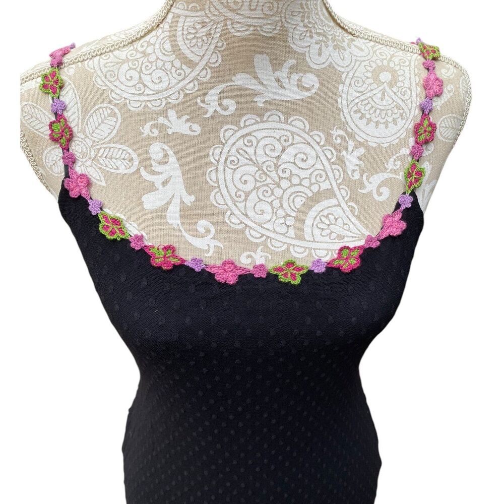 Whimsigoth Betsey Johnson Y2K Swiss Dot Slip Dress Pink Flowers NWT M - Picture 4 of 11